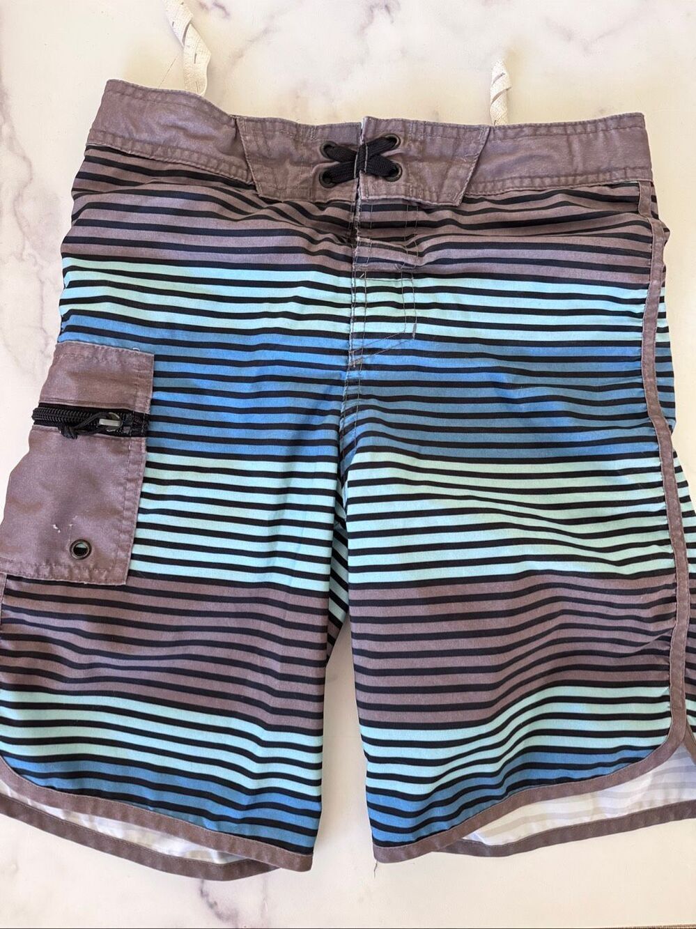 Art class size 12 blue stripes swim trunks adjustable waist